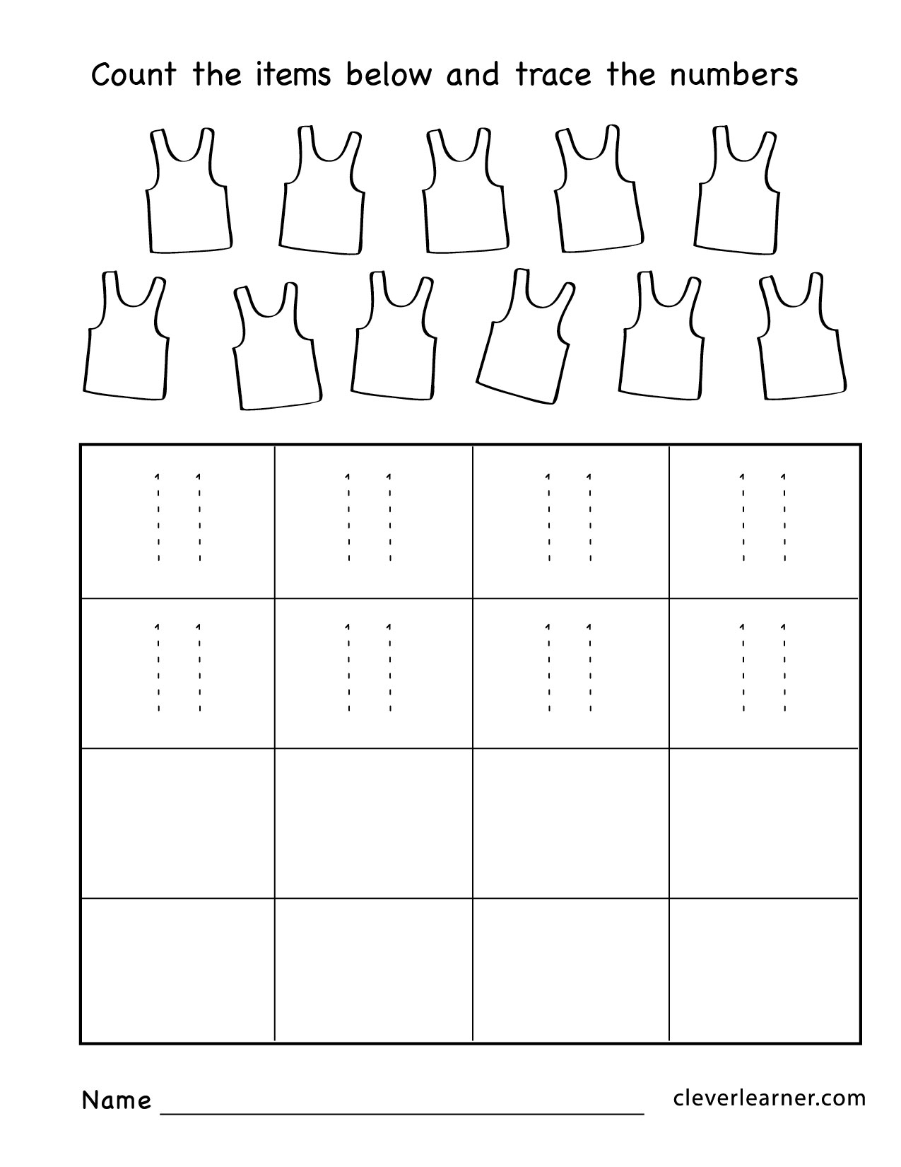 number 11 worksheet preschool