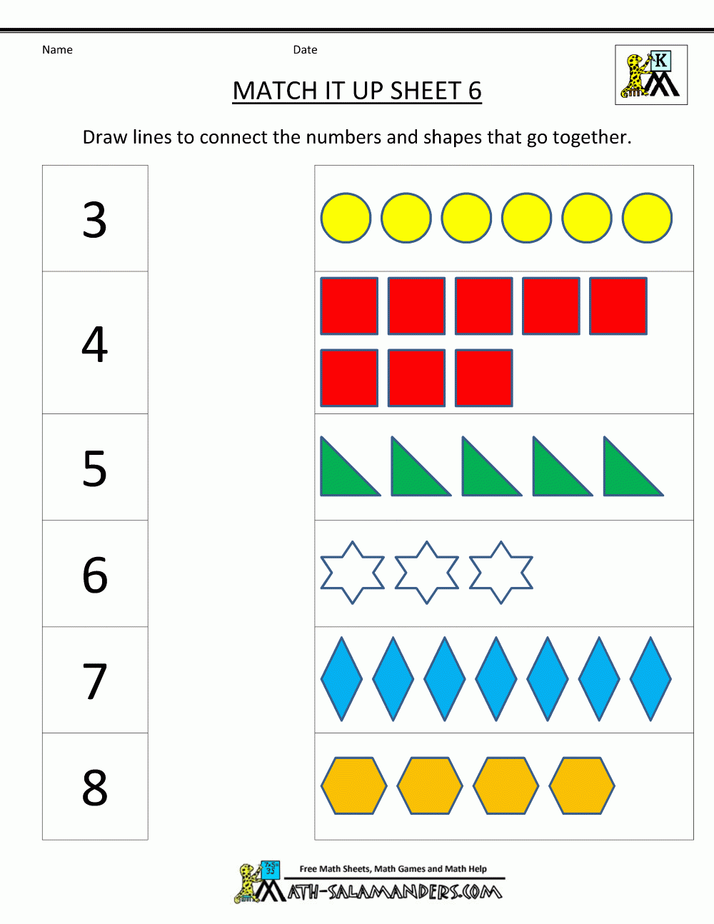 Number Matching Worksheets 1 10 Number Matching Worksheets 1 10