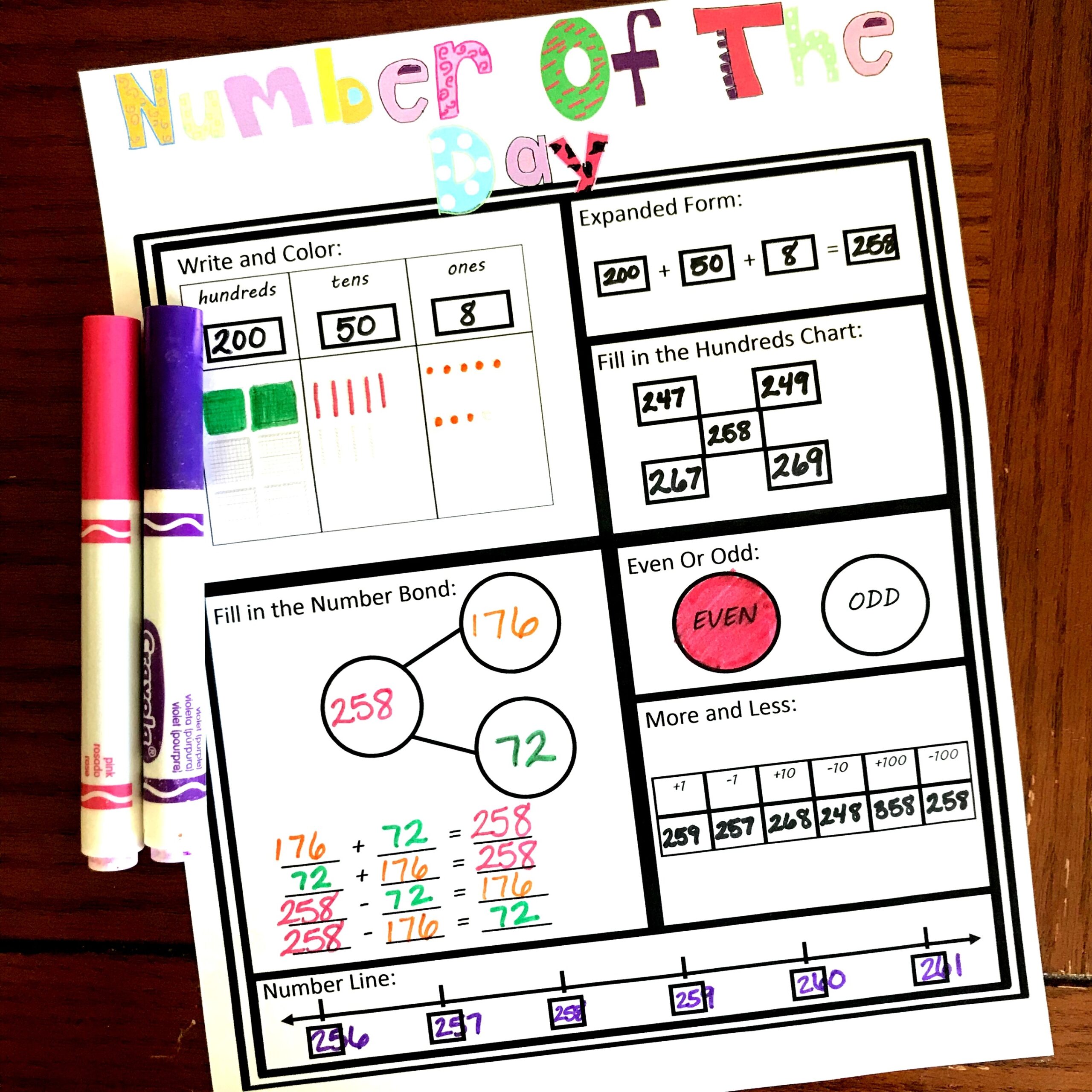 Number Of The Day Worksheet Free Printable