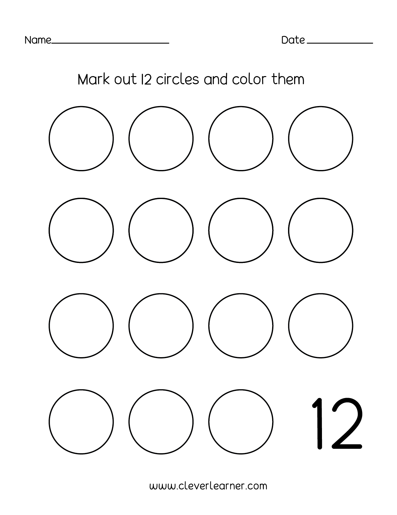 Number Twelve Writing Counting And Identification Printable Worksheets For Children