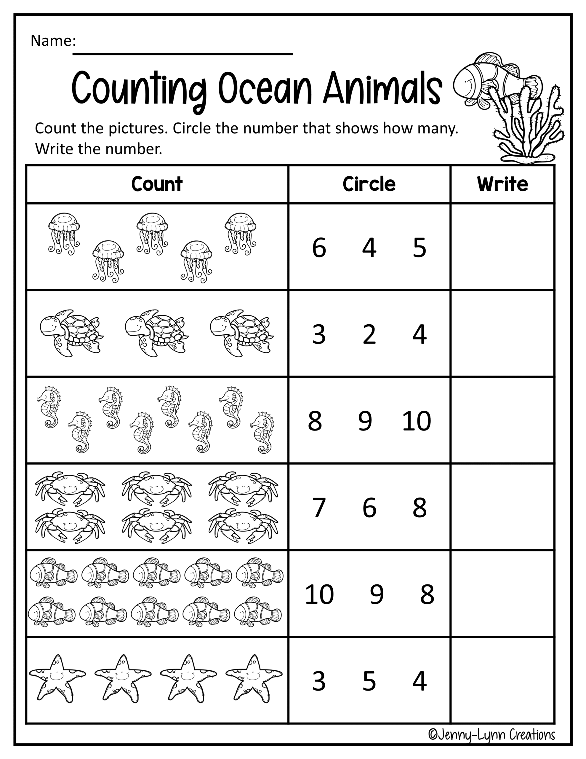 ocean worksheets preschool