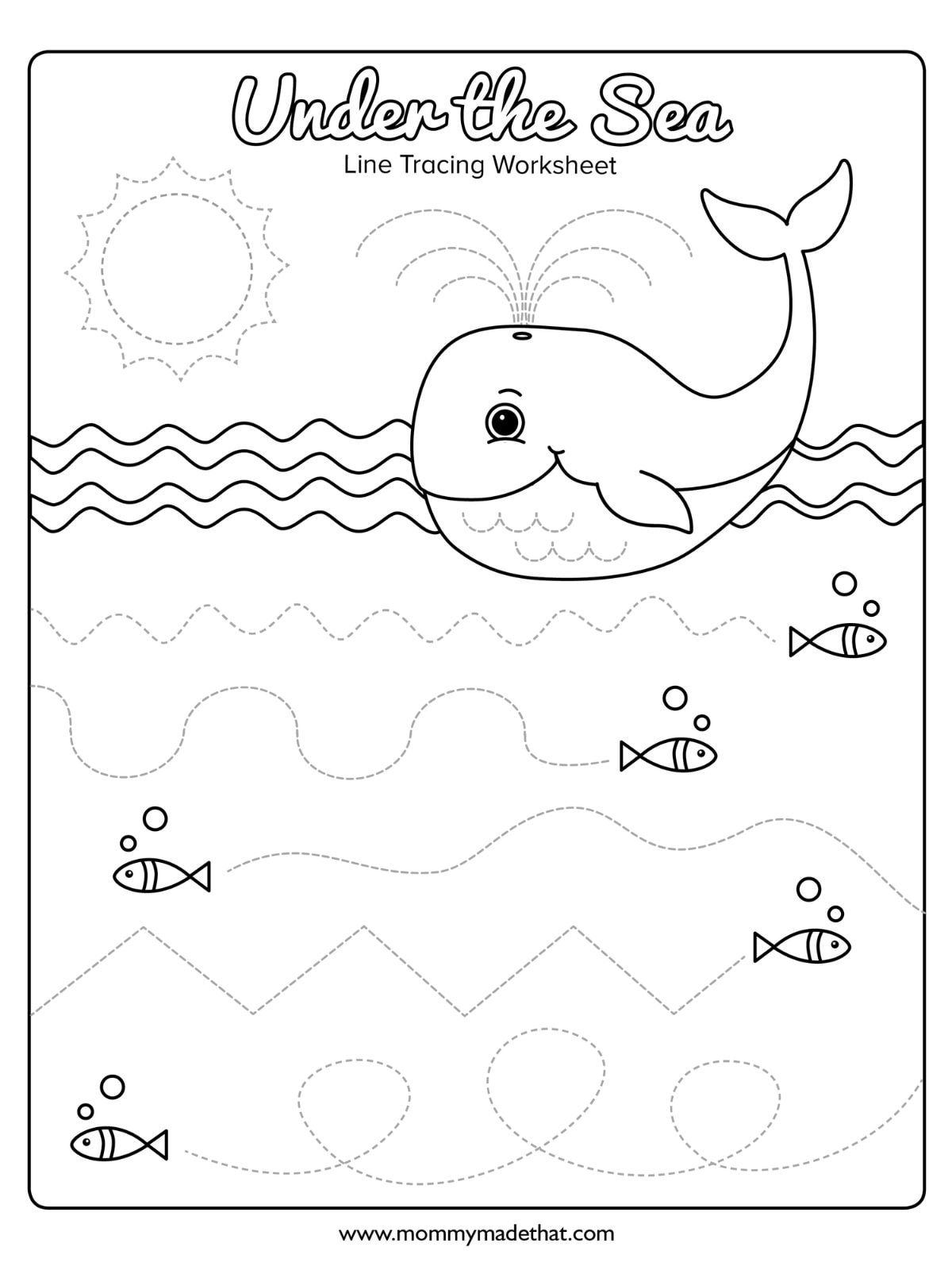 Ocean Line Tracing Work Sheet