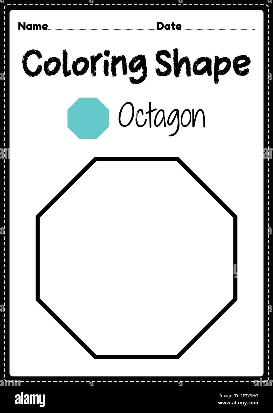 Octagon Coloring Page For Preschool Kindergarten Montessori Kids To Practice Visual Art Drawing And Coloring Activities To Develop Creativity Focu Stock Photo Alamy