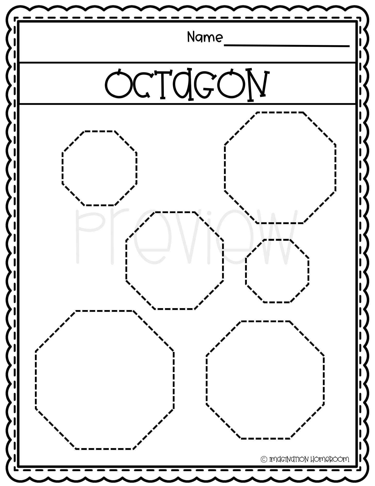 Octagon Shape Tracing Worksheets For Preschool And Pre k Fine Motor Skills Shape Recognition Find And Color Printable Activity Etsy Israel