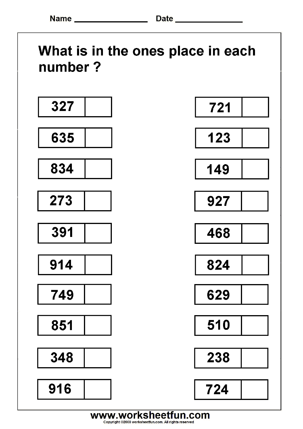 place value and value worksheets