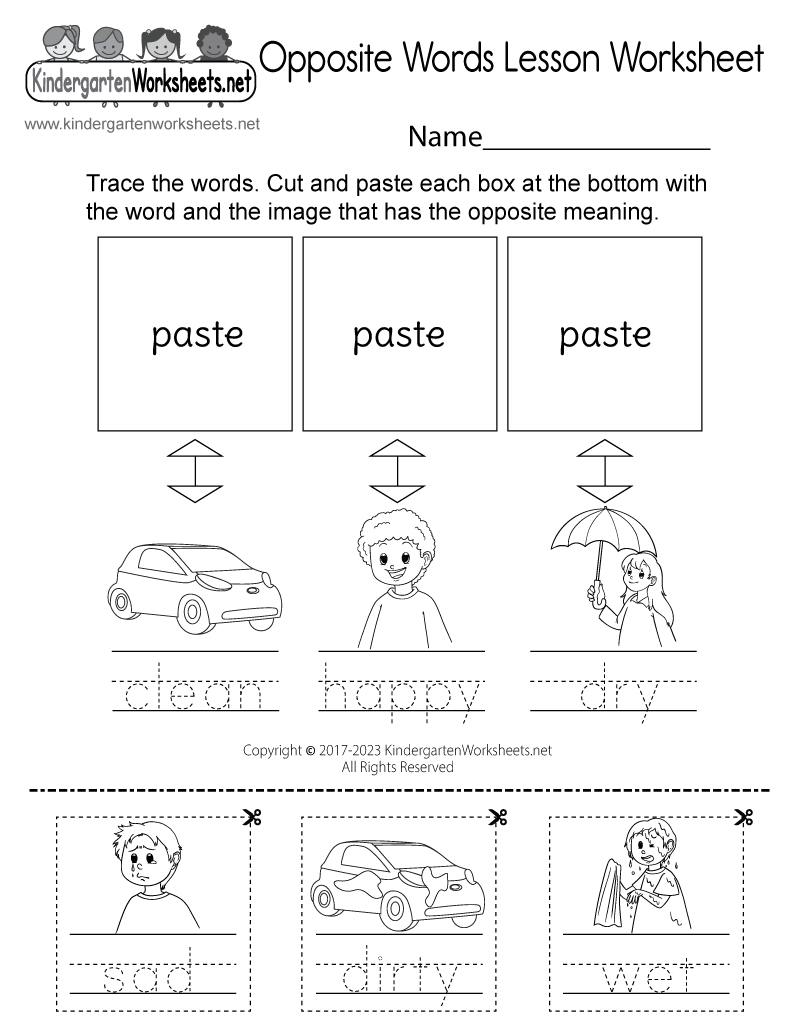 opposites worksheets for preschoolers