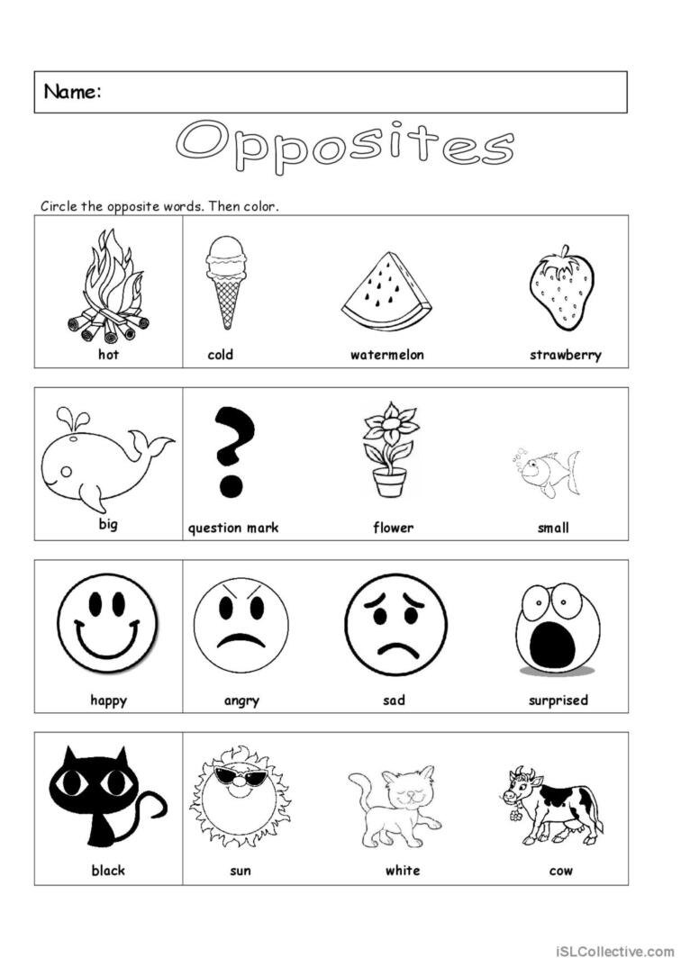 Opposites English ESL Worksheets Pdf Doc