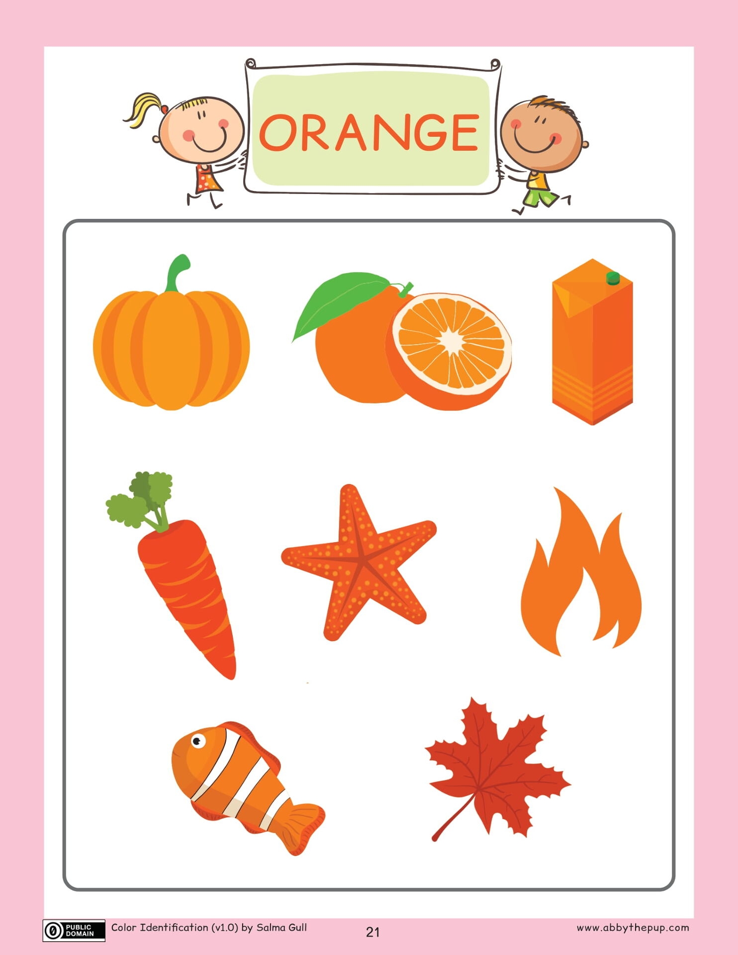 Orange Color Flashcard Free Printable Worksheets Orange Color Flashcard Free Printable Worksheets