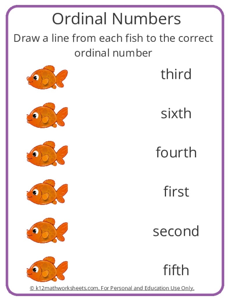 Ordinal Numbers Worksheets For Kindergarten