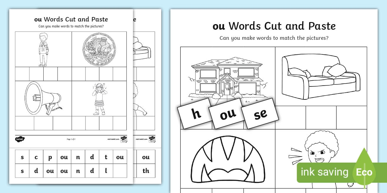 Ou Sound Cut And Stick Worksheet