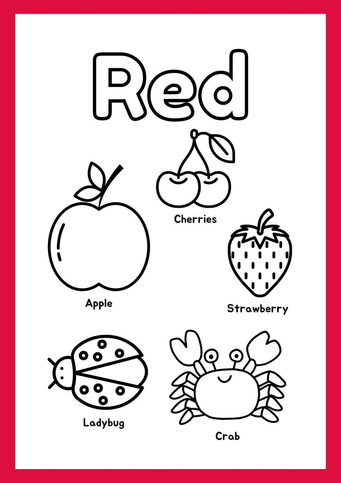 color red worksheets for preschool