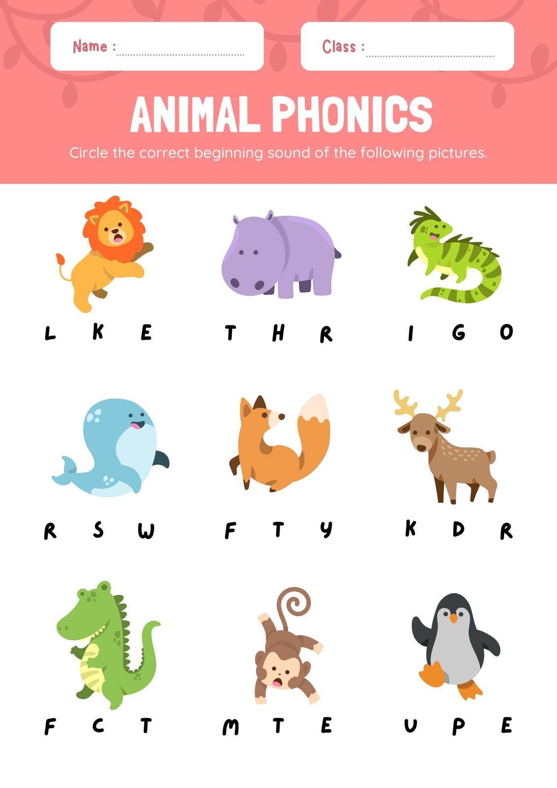 Page 6 Free And Customizable Phonics Templates