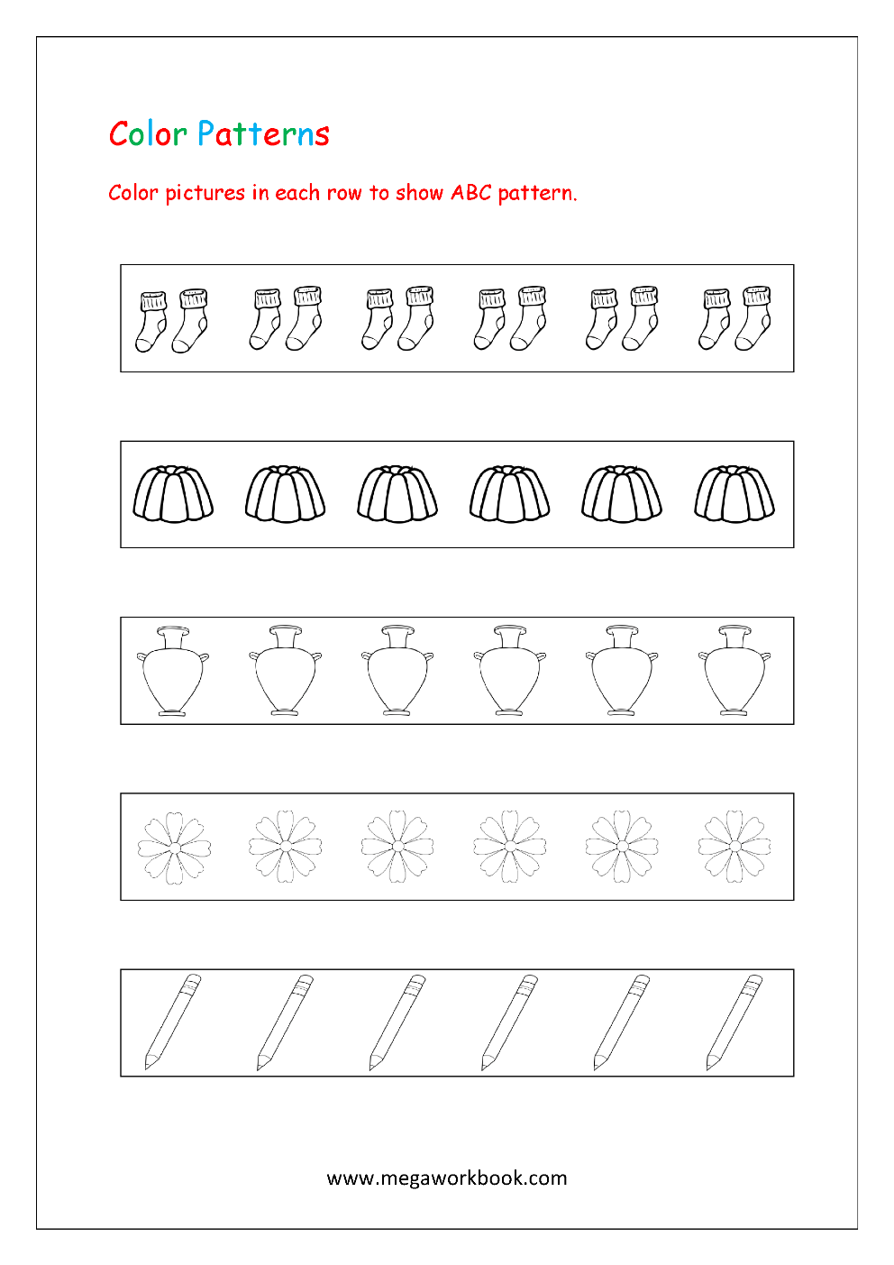 kindergarten patterns worksheets