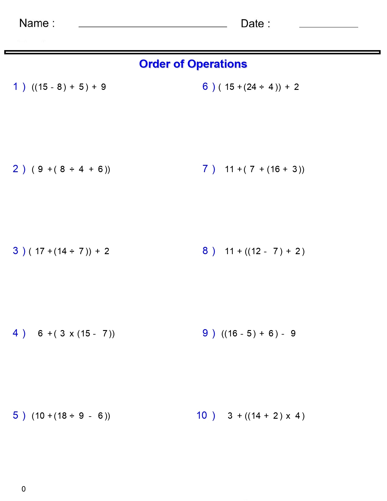 PEMDAS Problems Order Of Operations Worksheets Basic With Nested Parentheses Made By Teachers PEMDAS Problems Order Of Operations Worksheets Basic With Nested Parentheses Made By Teachers