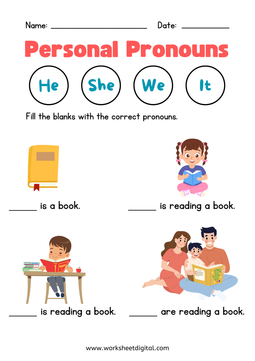 pronoun worksheets kindergarten