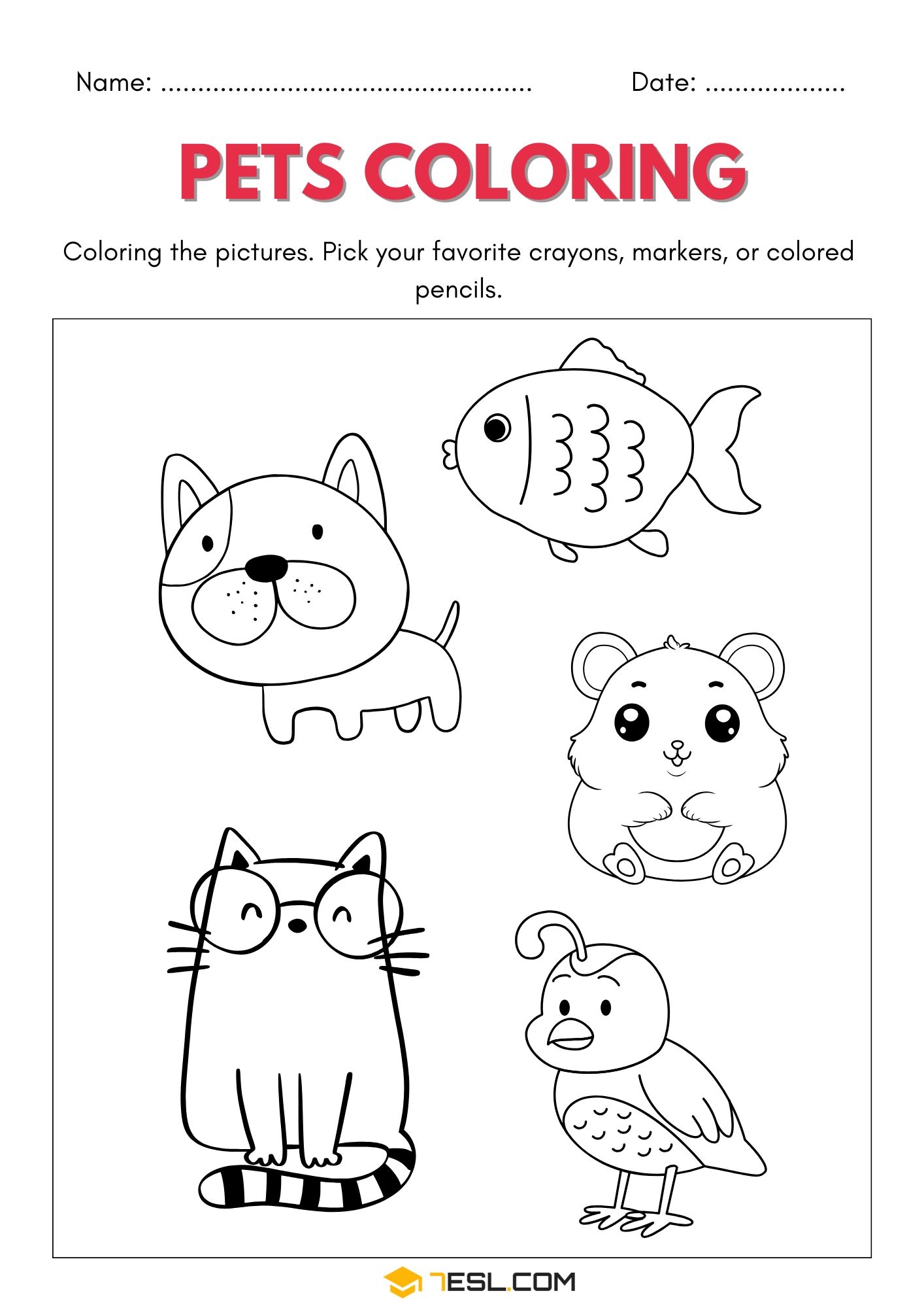 Pet Animals Worksheets To Explore The World Of Pets 7ESL