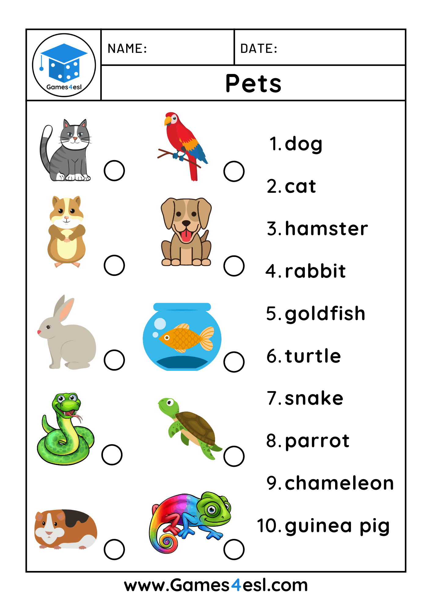 Pet Worksheets For Kids And Beginners Games4esl