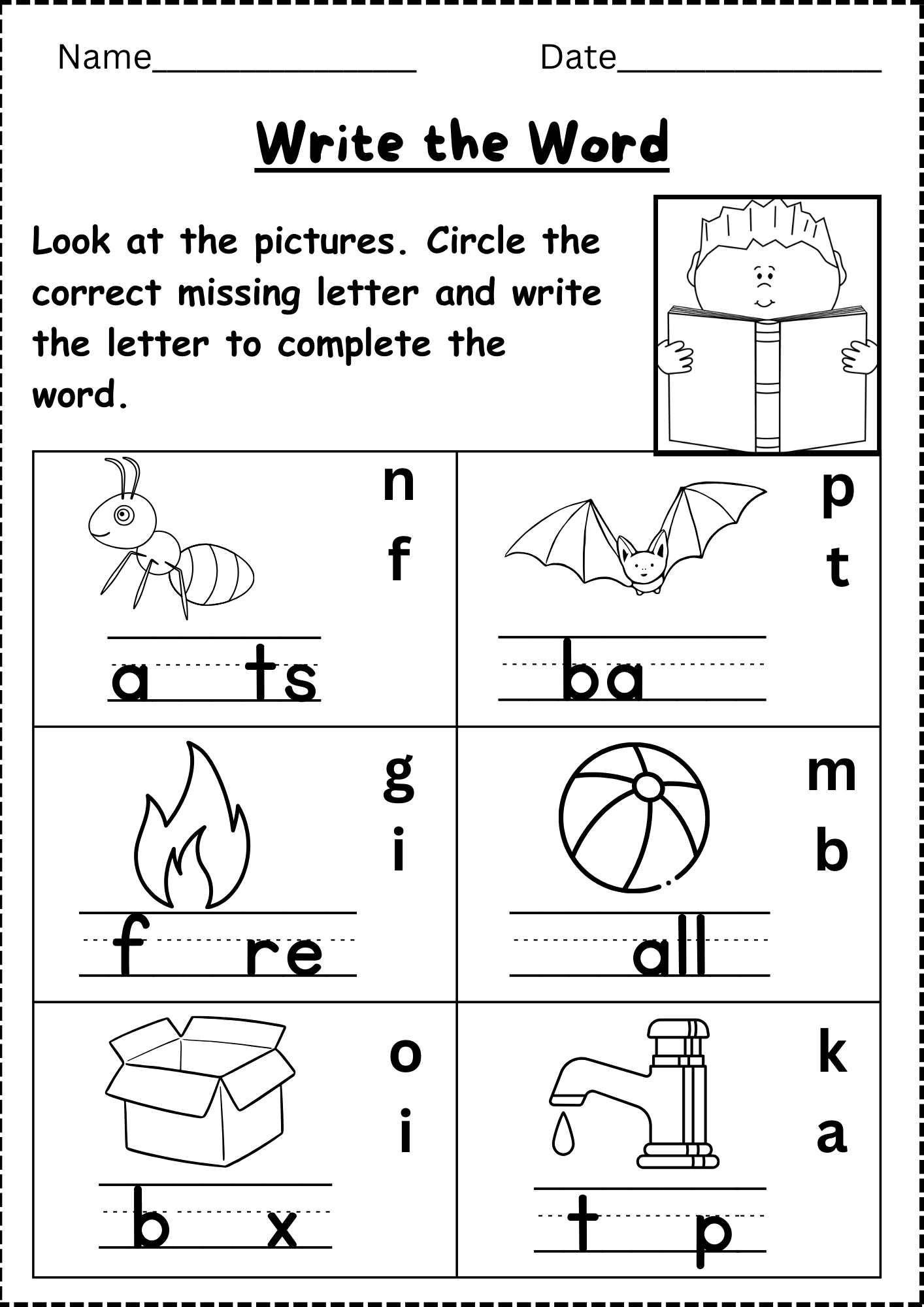 phonics worksheets for kindergarten printable free