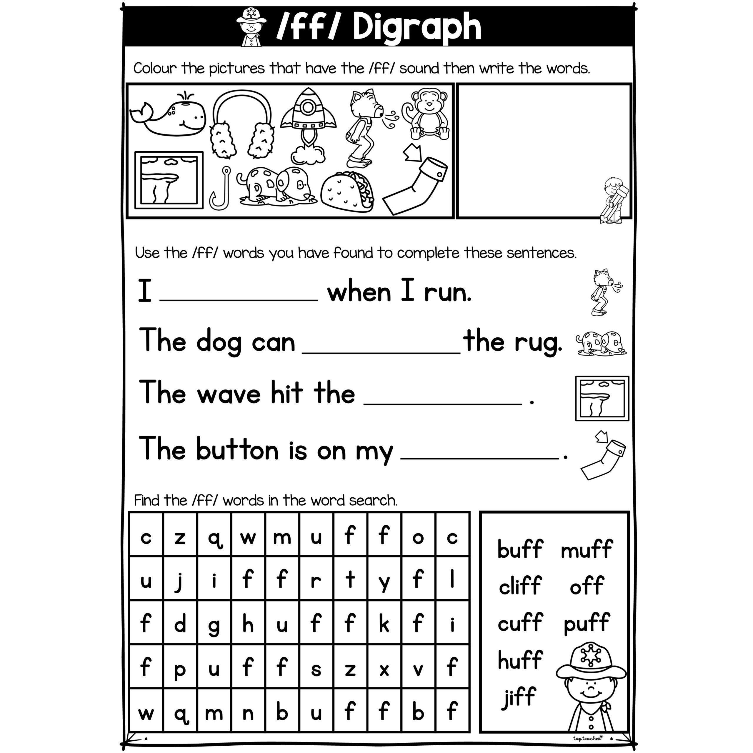 Phonics Digraph FF Worksheet Top Teacher
