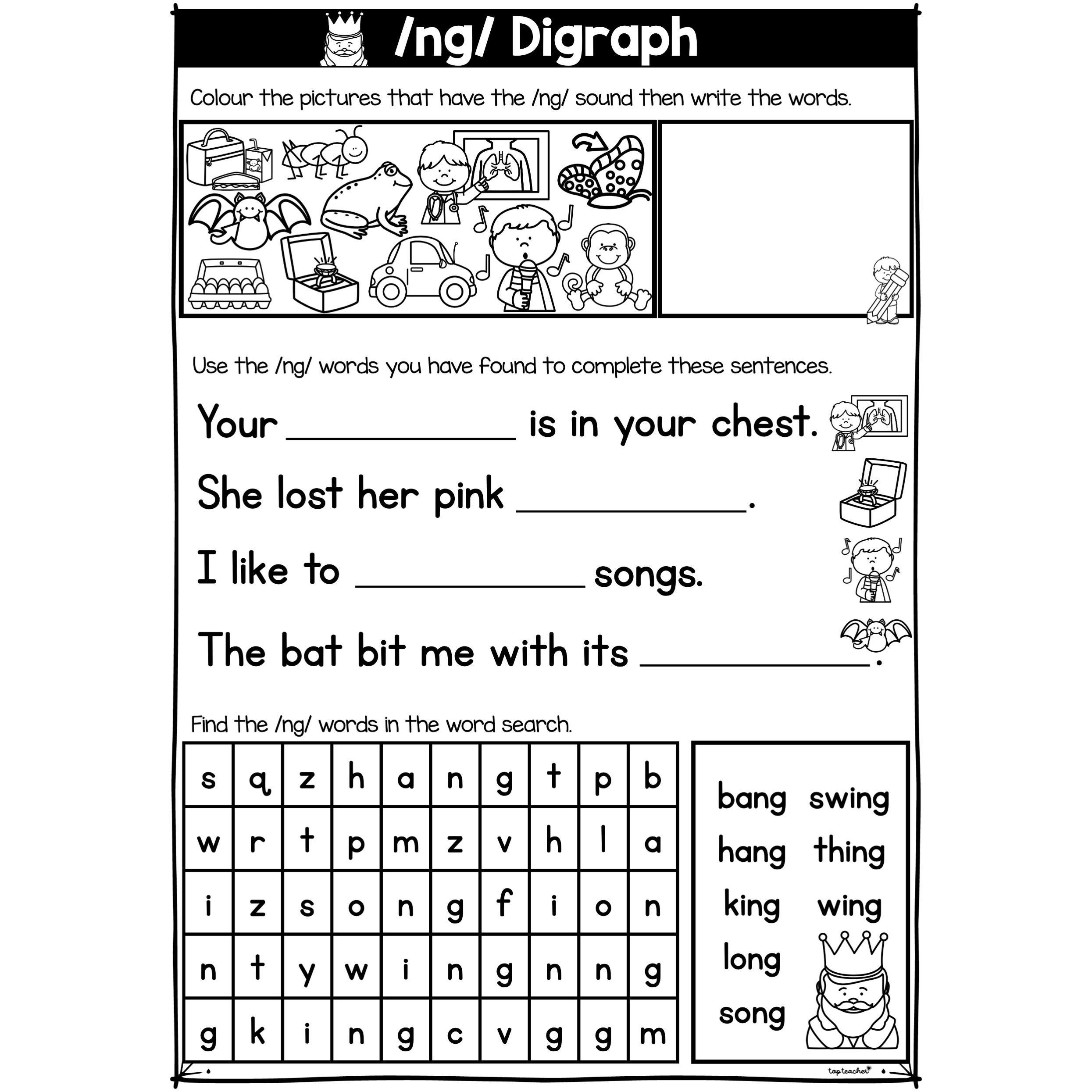 Phonics Digraph NG Worksheet Top Teacher