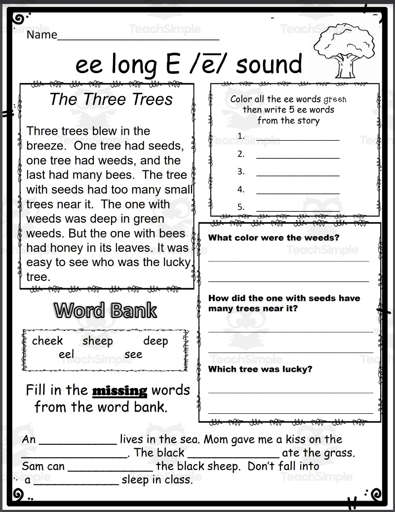 long e phonics worksheets