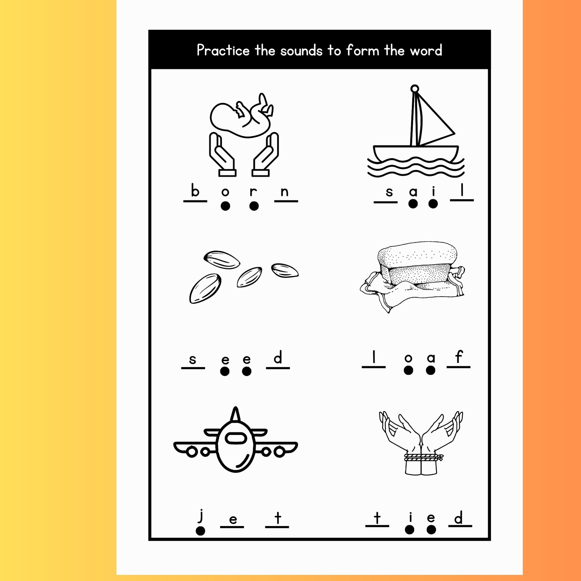 Phonics Group 4 Printable Worksheets Jolly Phonics Inspired Activities For Set 4 Letter Sounds Ai J Oa Ie Ee Or CVC Words PDF Etsy