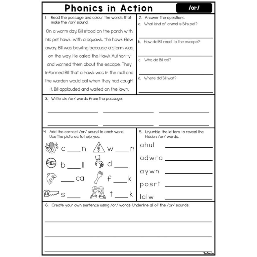 Phonics In Action Worksheet or Top Teacher