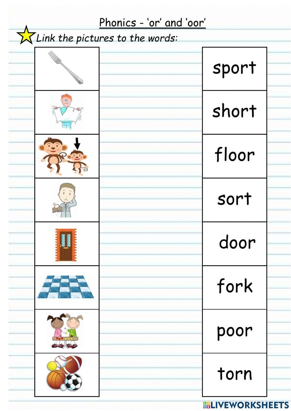 Phonics Or Oor And Ore Sound Worksheet Worksheets Library