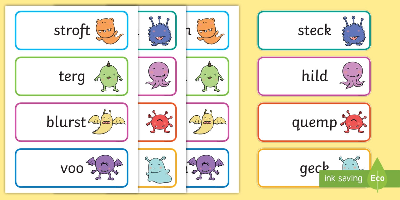 Phonics Screening Nonsense Word Cards Phonics Screening Nonsense Word Cards
