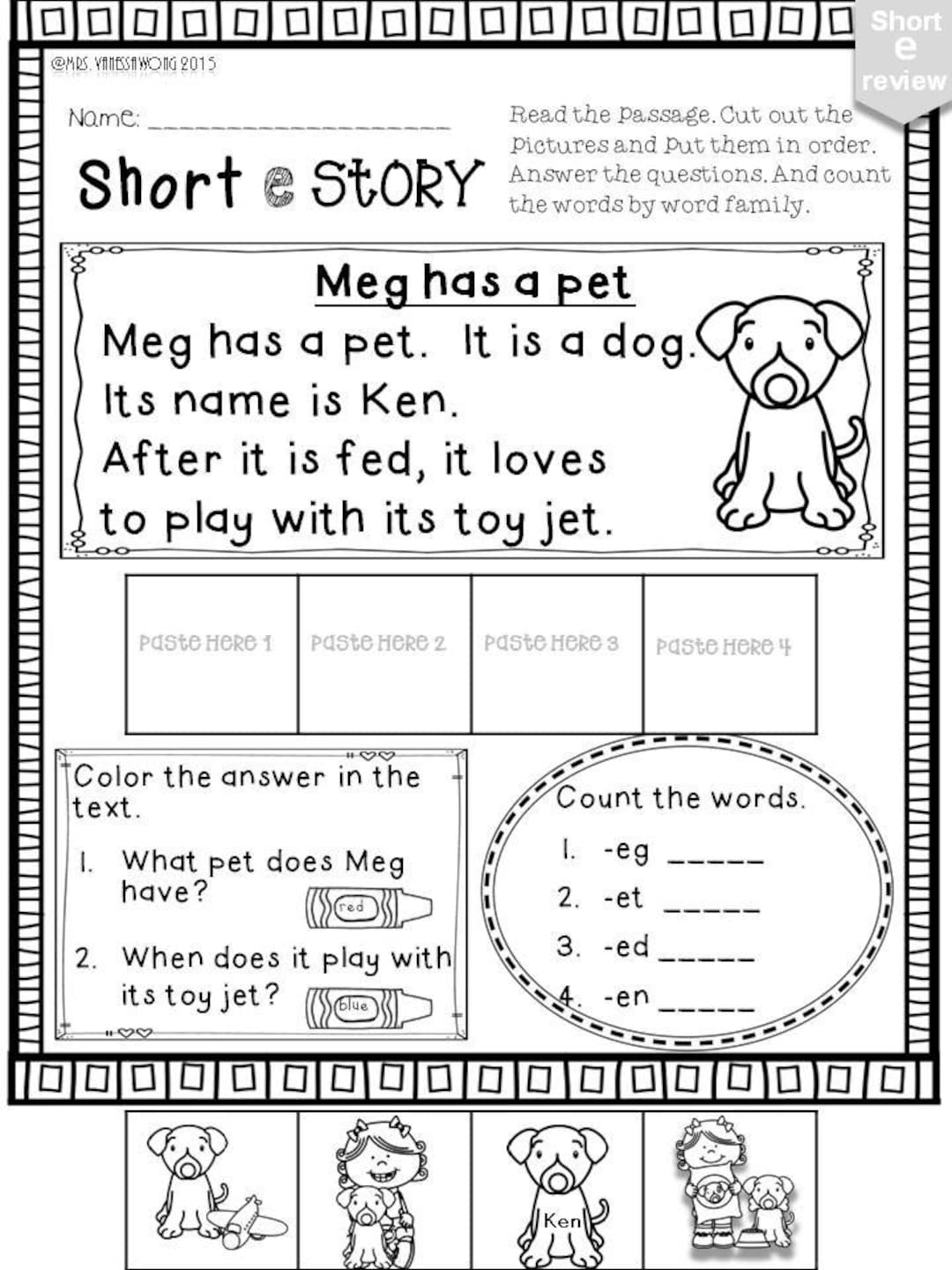 Phonics Short Vowel Activities And Worksheets Short E Etsy