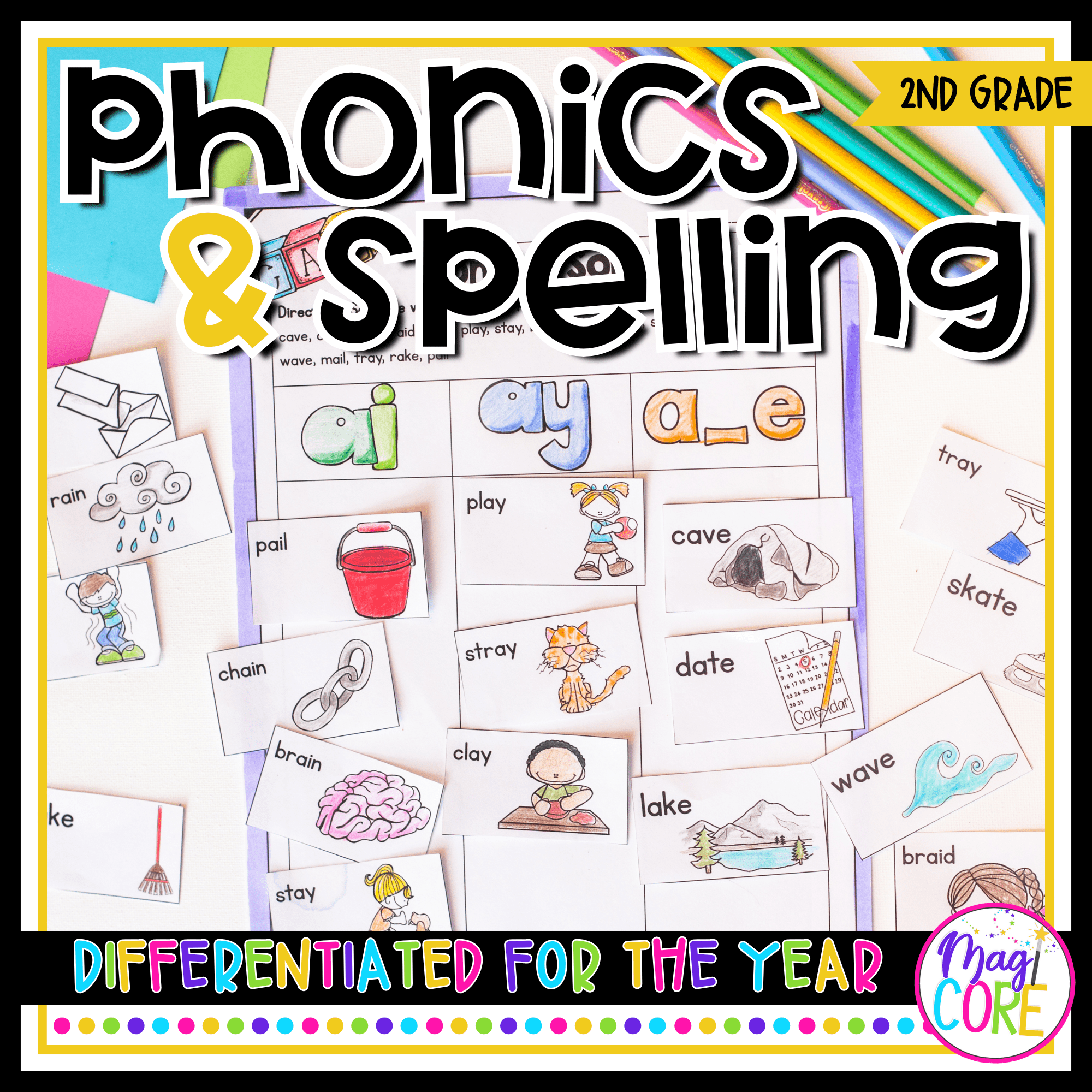 Phonics Spelling 2nd Grade Word Work Differentiated Unit MagiCore