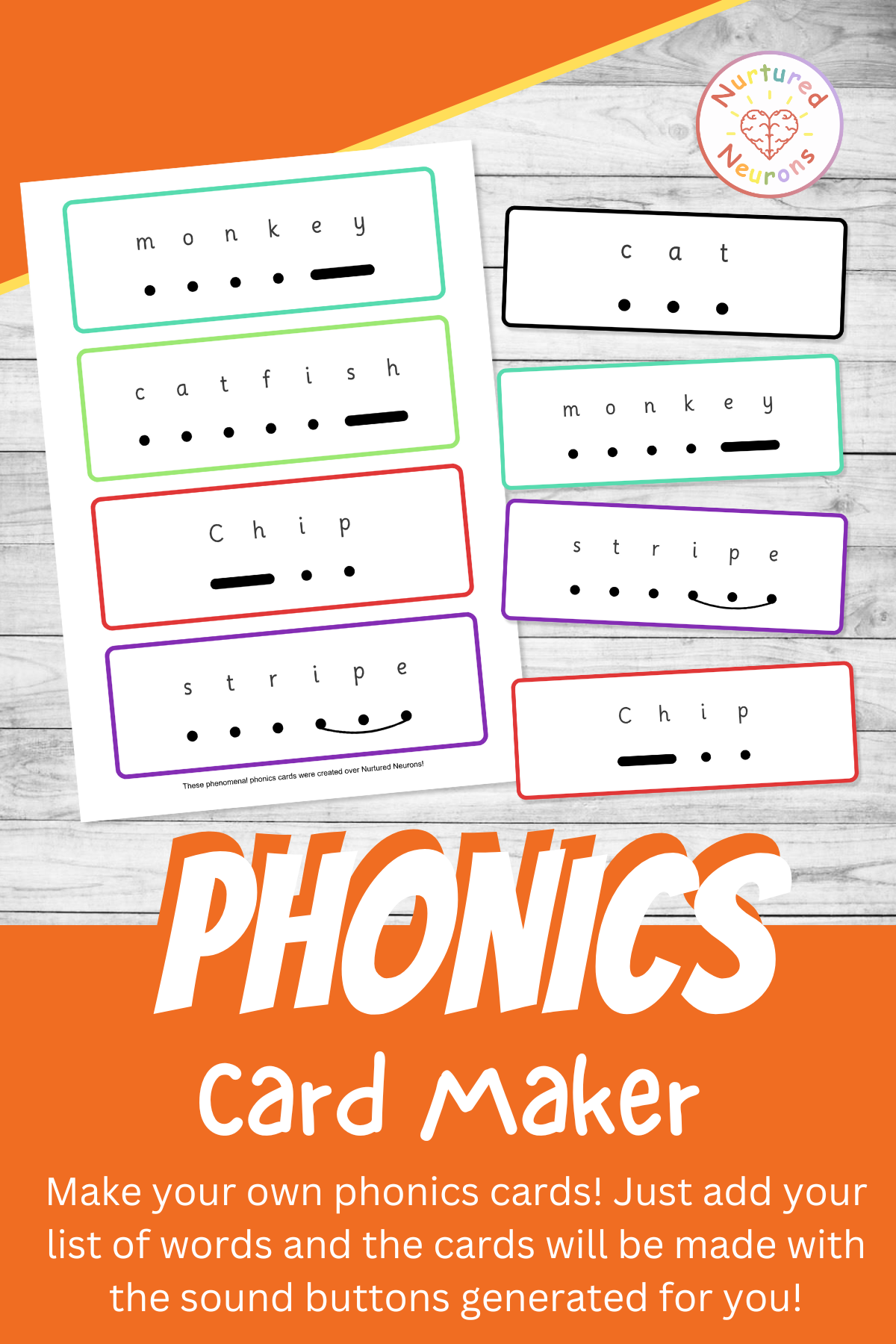 Phonics Word Flash Card Maker Sound Buttons Added Automatically Nurtured Neurons