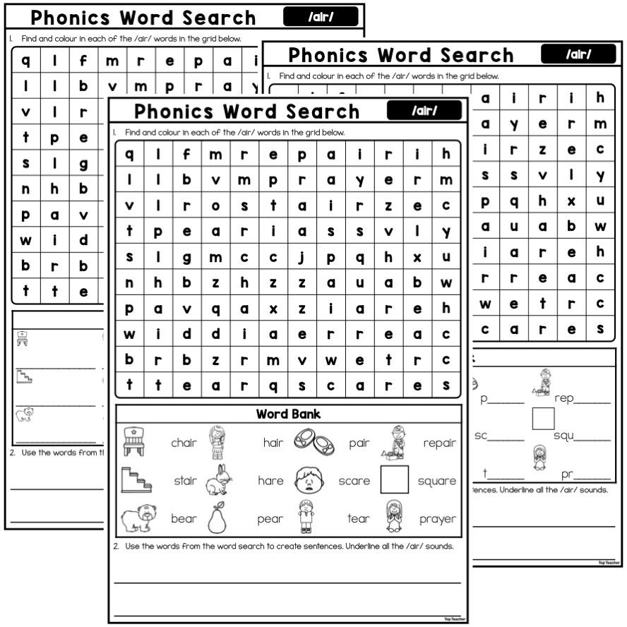 Phonics Word Search Worksheet air Top Teacher
