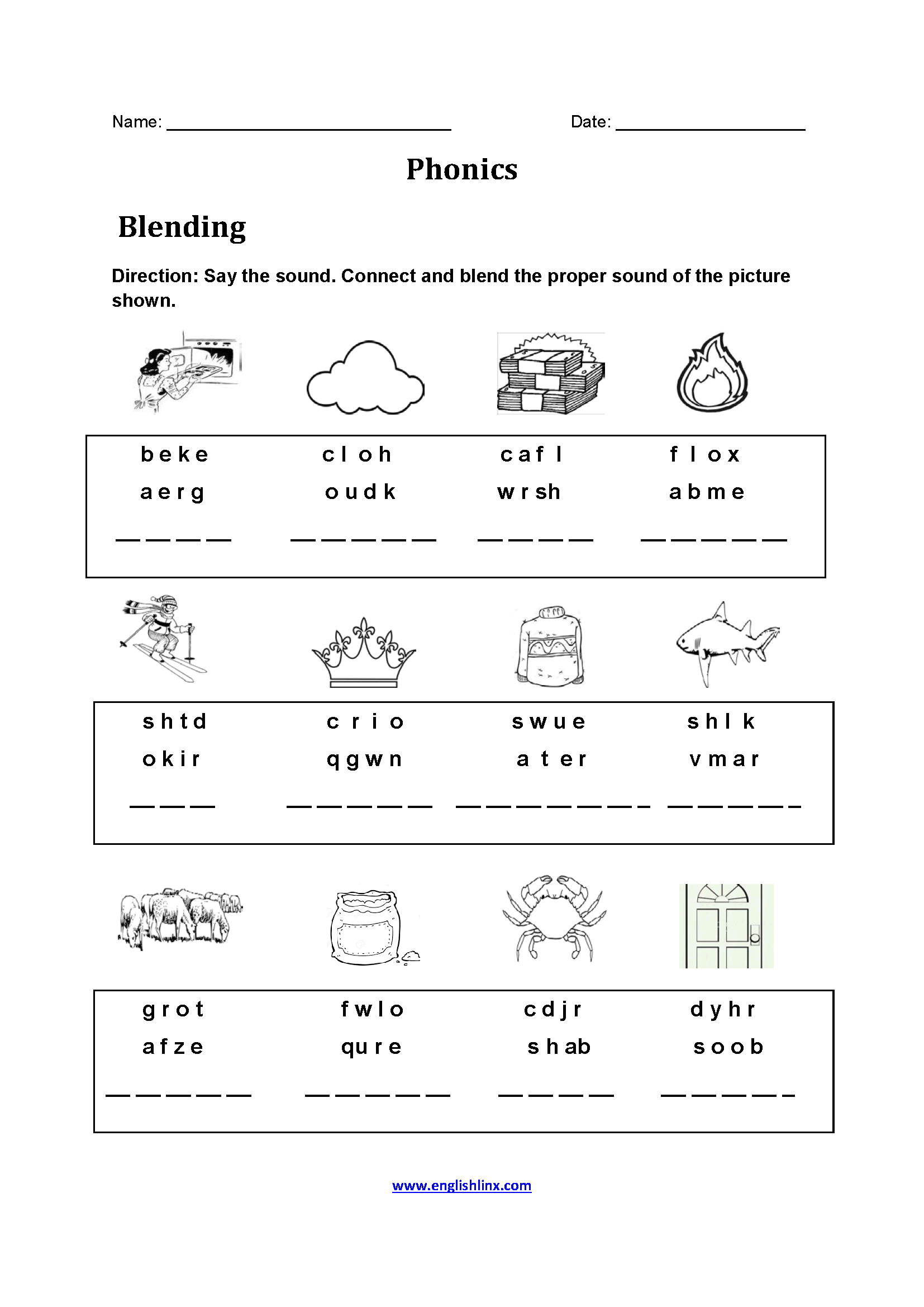 Phonics Worksheets Blending Phonics Worksheets