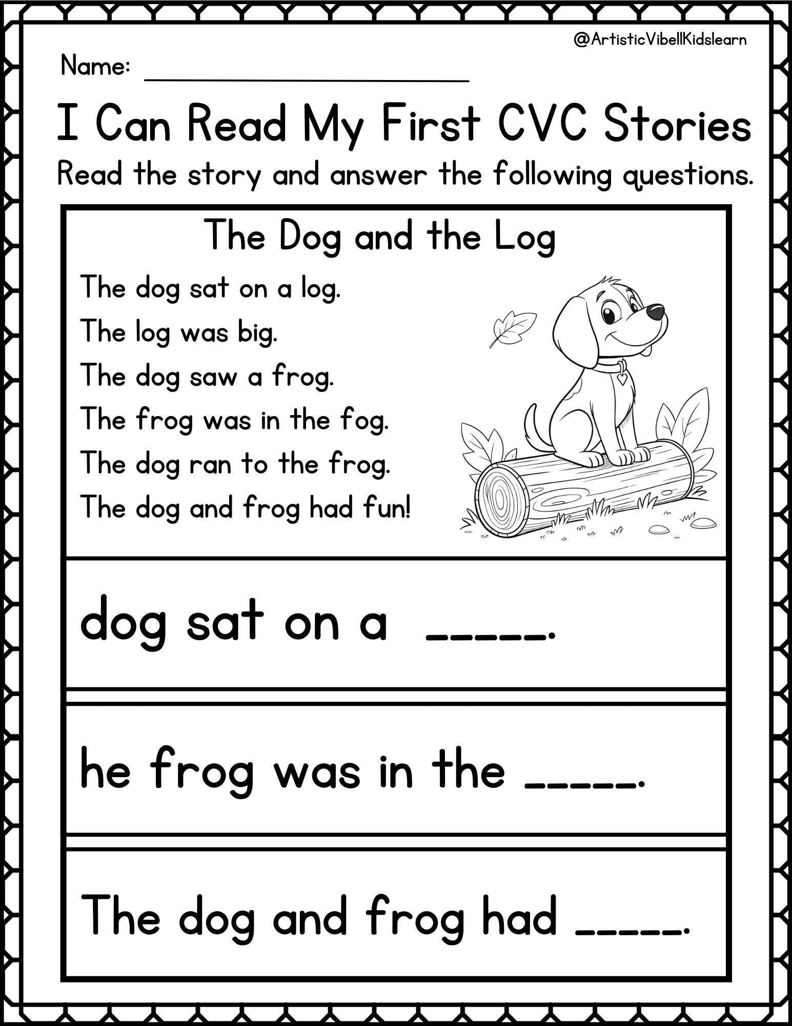 Phonics Worksheets My First CVC Sentences For Kindergarten And First Grade CVC Reading Stories Read And Draw Pages Etsy