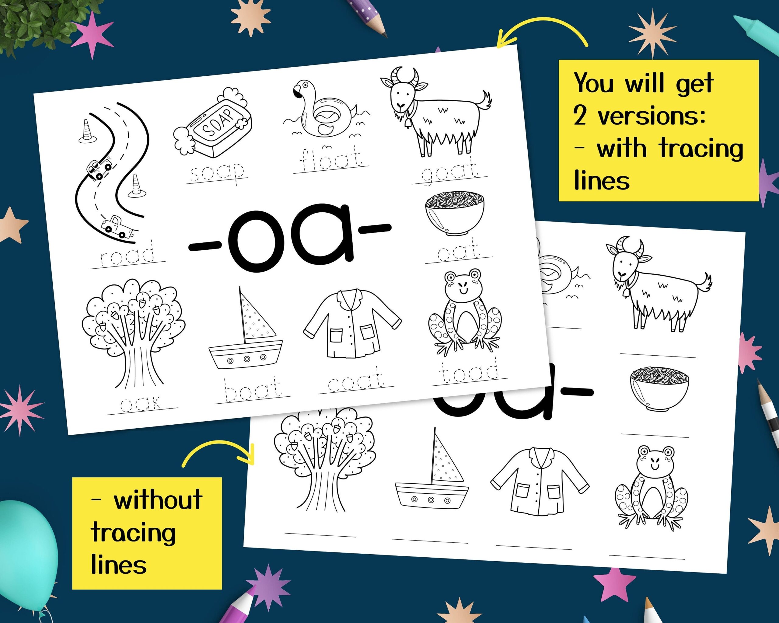 Phonics Worksheets With oa Spelling Rule Preschool Worksheets Printable Kindergarten Worksheets Learning Phonics Digraph Activity Etsy