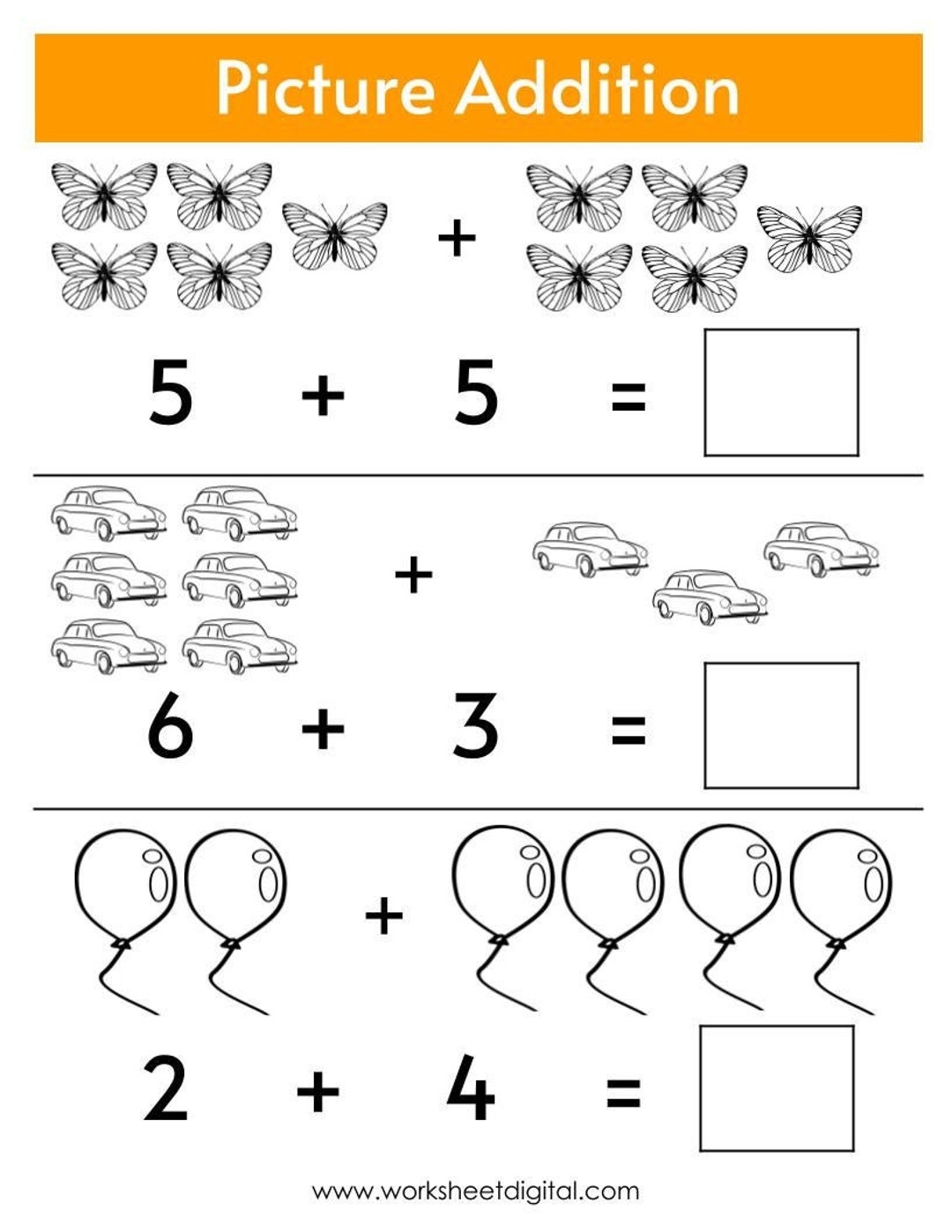 kindergarten addition with pictures worksheets