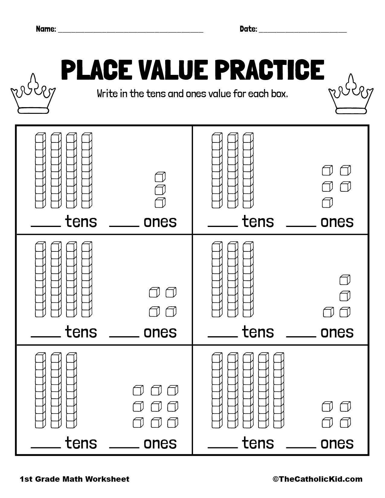 place value worksheets for kindergarten