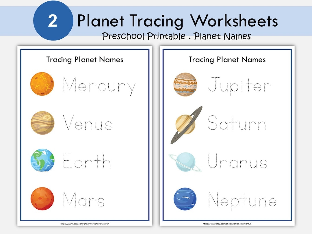 Planet Tracing Worksheets Solar System Learning digital Download Etsy Israel