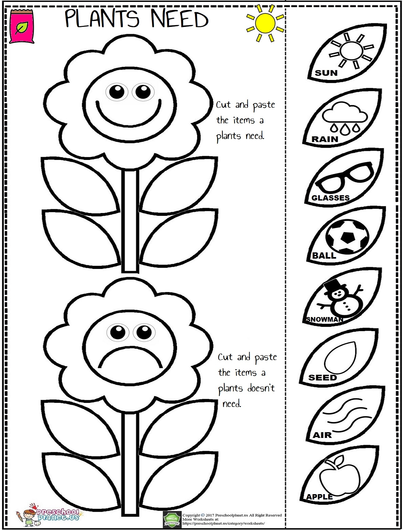 Plant Cut And Paste Activity Preschoolplanet Worksheets Library