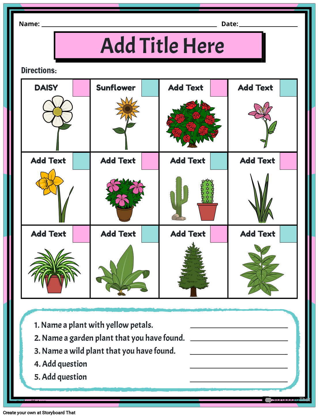 Plant Worksheets Free Customizable From Storyboard That