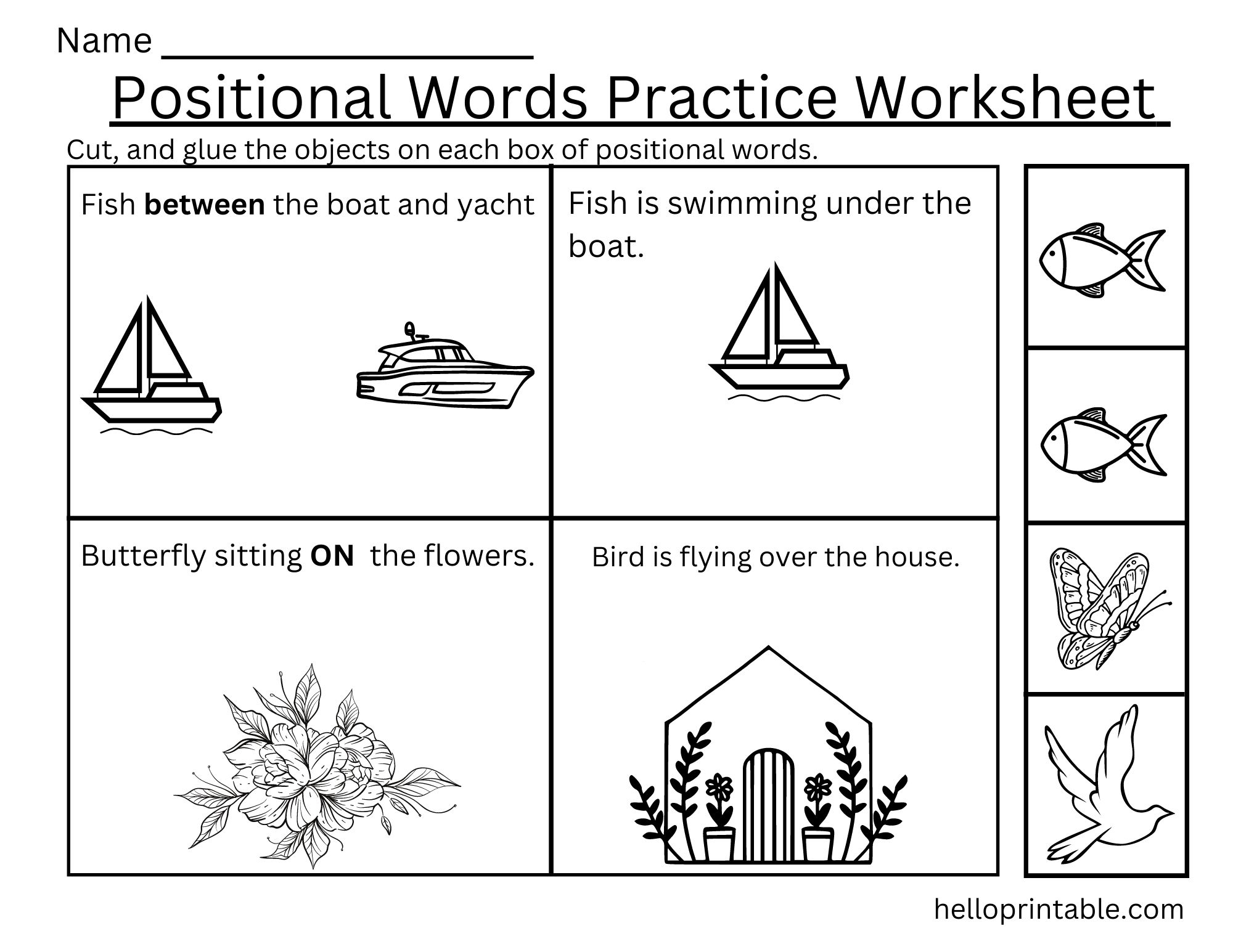 Positional Words Pratice Worksheets Helloprintable