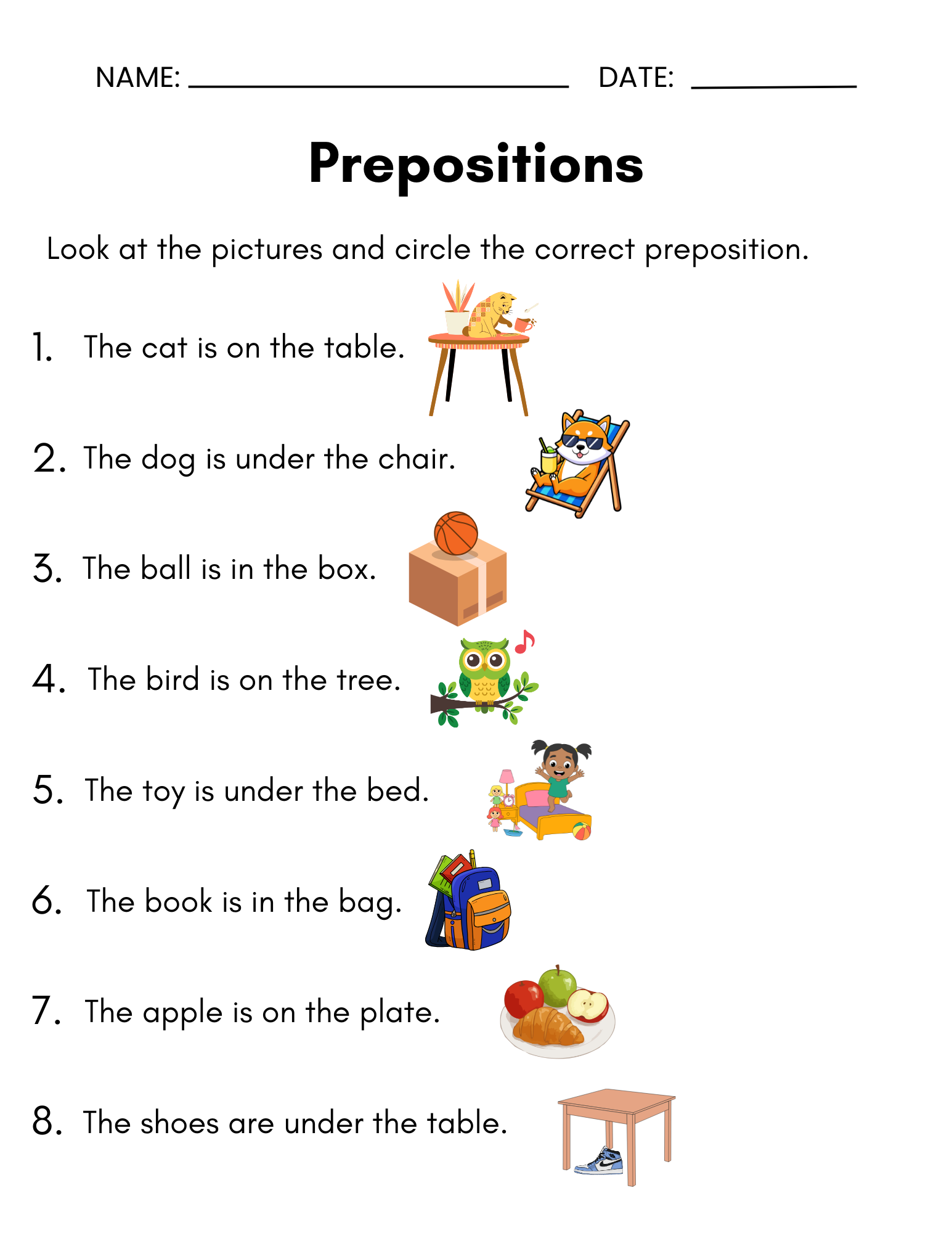 preposition worksheets for kindergarten preposition worksheets for kindergarten