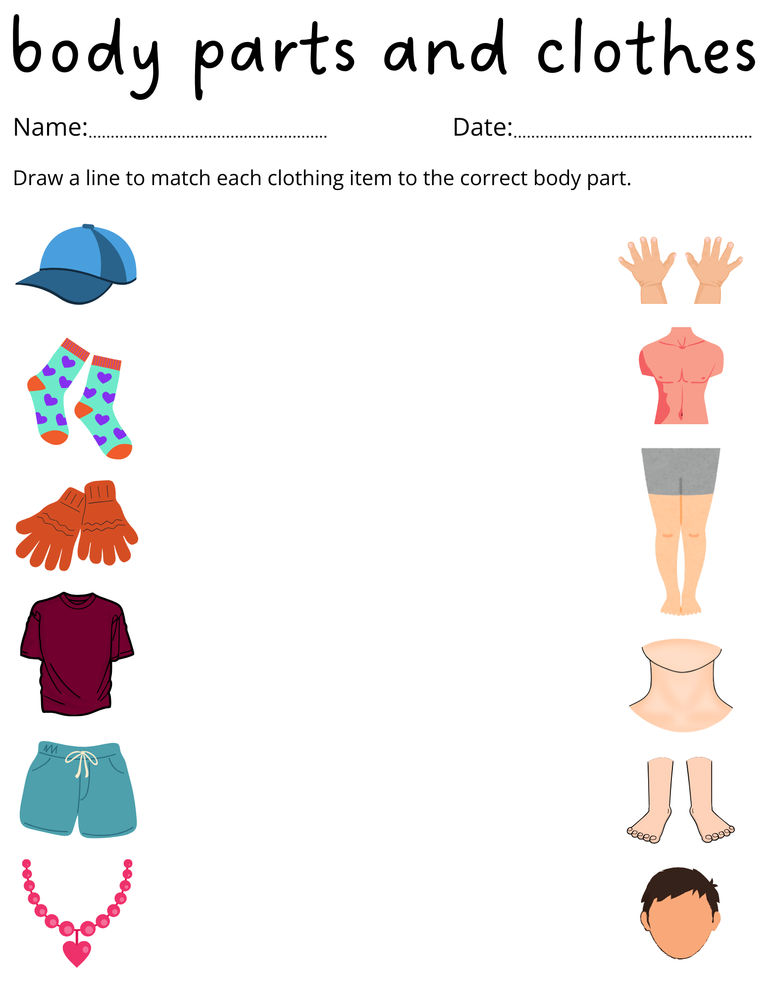 body parts worksheets kindergarten
