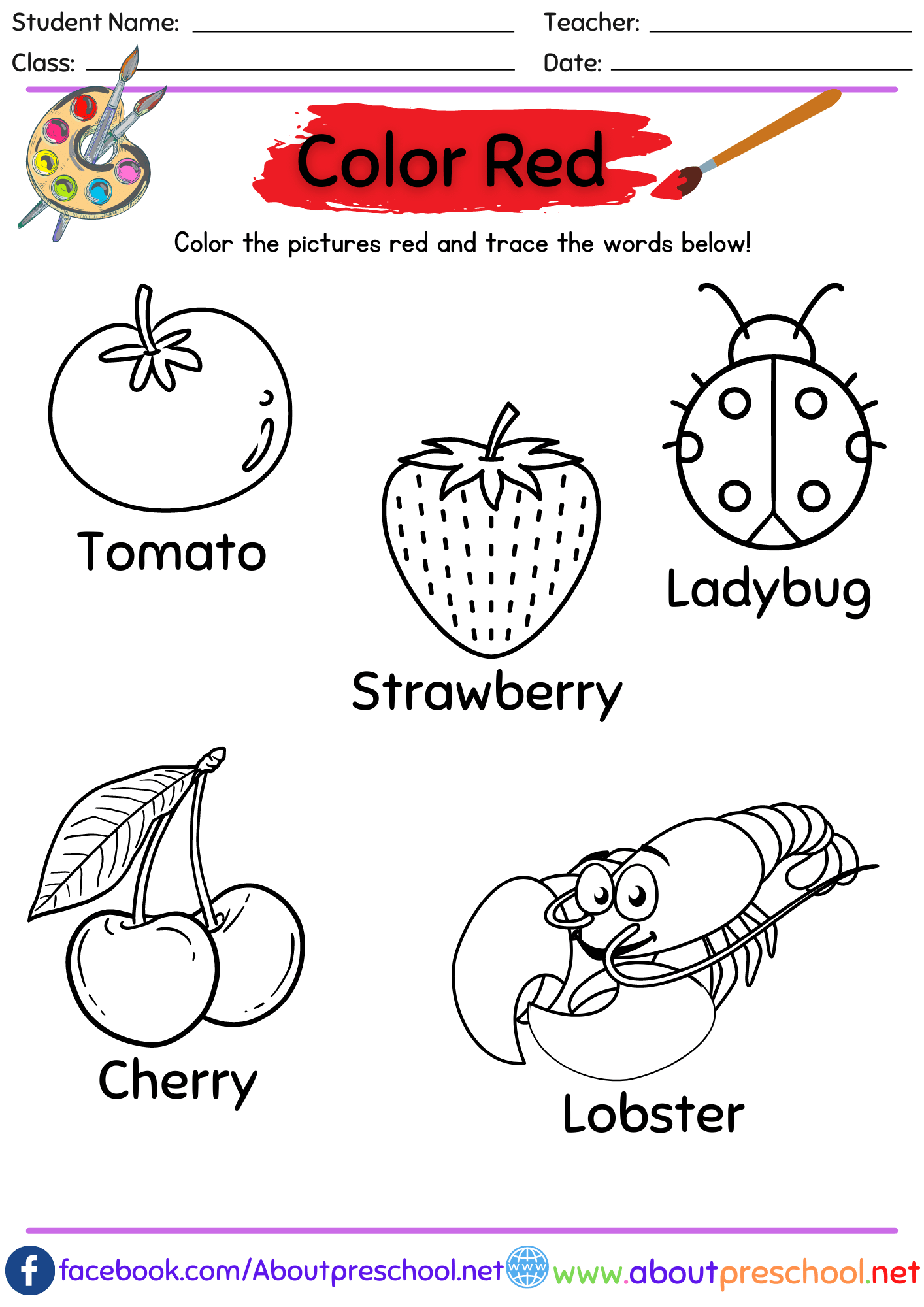 Preschool Colors Theme All Red Color Activity Preschool Worksheets Library