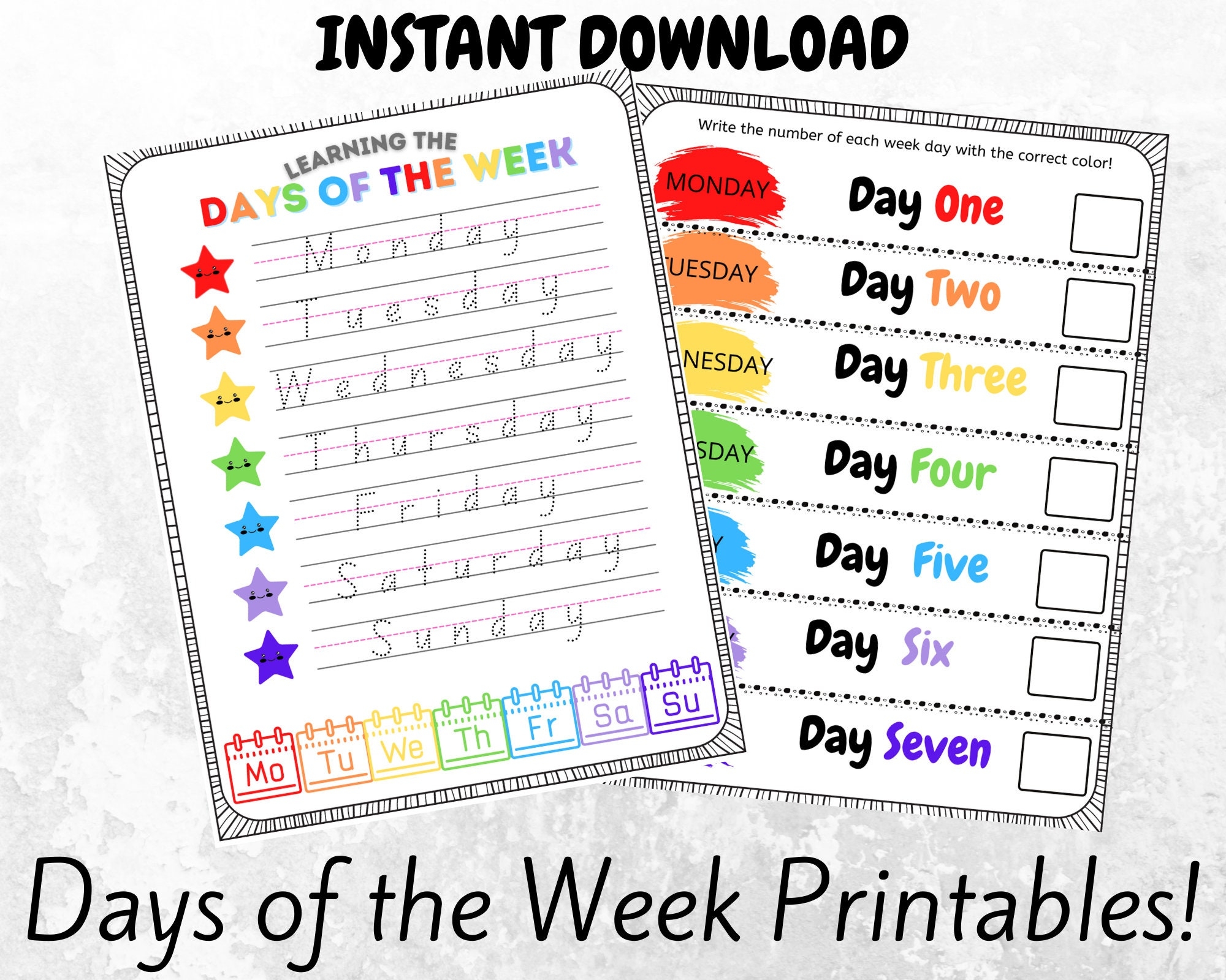 Preschool Days Of The Week Worksheets Kindergarten Days week Practice Weekly Worksheets For Kids Writing Activity Pre k Handwriting Etsy