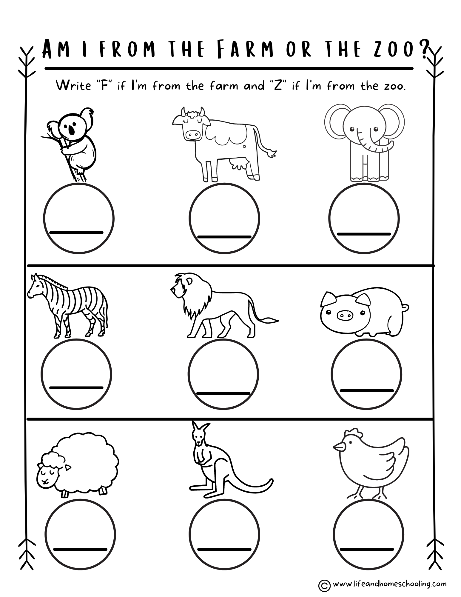animal worksheets for preschoolers