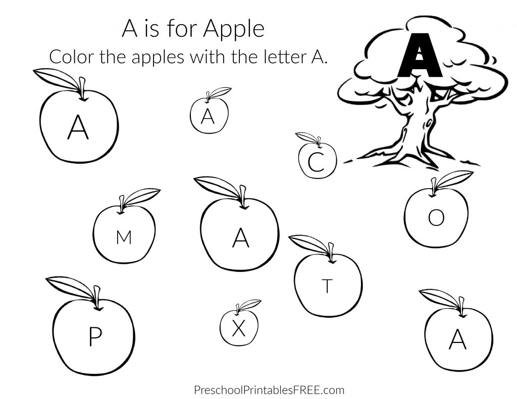 free letter a worksheets for preschool