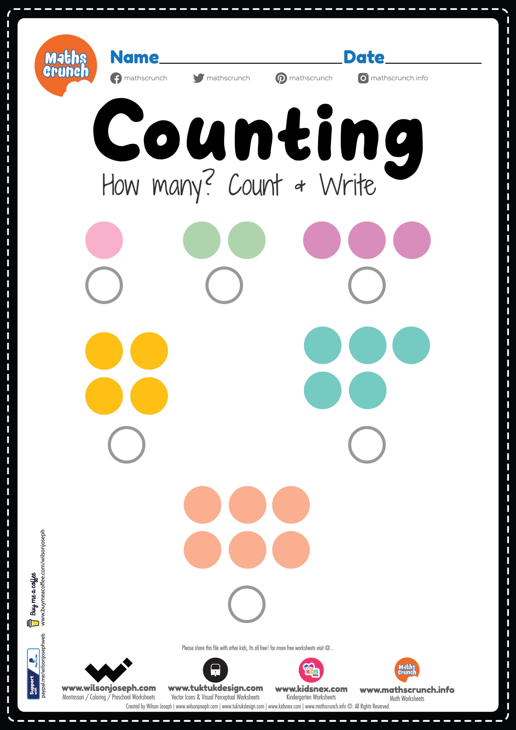 Preschool Math Counting Worksheet Free Printable PDF