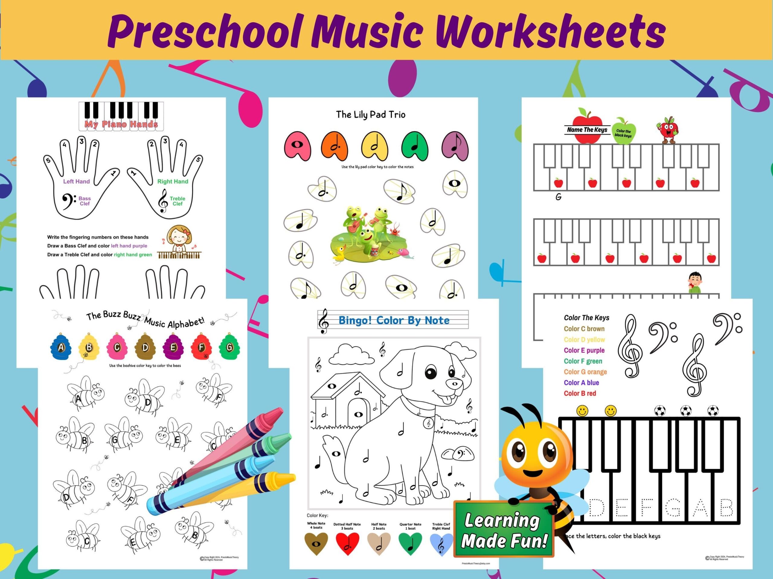 Preschool Music Worksheets Preschool Piano Preschool Music Coloring Preschool Piano Lessons Beginner Piano Lessons Theory For Beginners Etsy